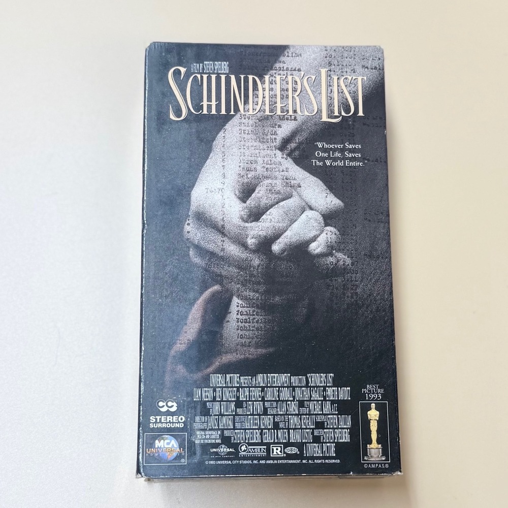 Schindler's List VHS 1994 Steven Spielberg MCA Universal Liam Neeson Movie Tape